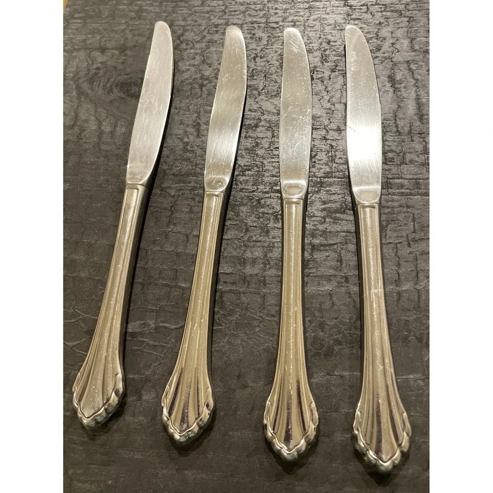 Oneida Community Clarette Stainless‎ Flatware Modern Hollow Knives Set Of 4